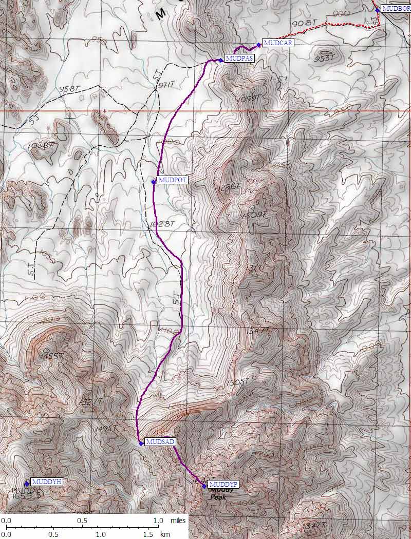 Muddy hiking route map