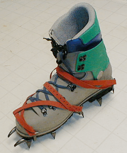 inner edge view of standard crampon strap