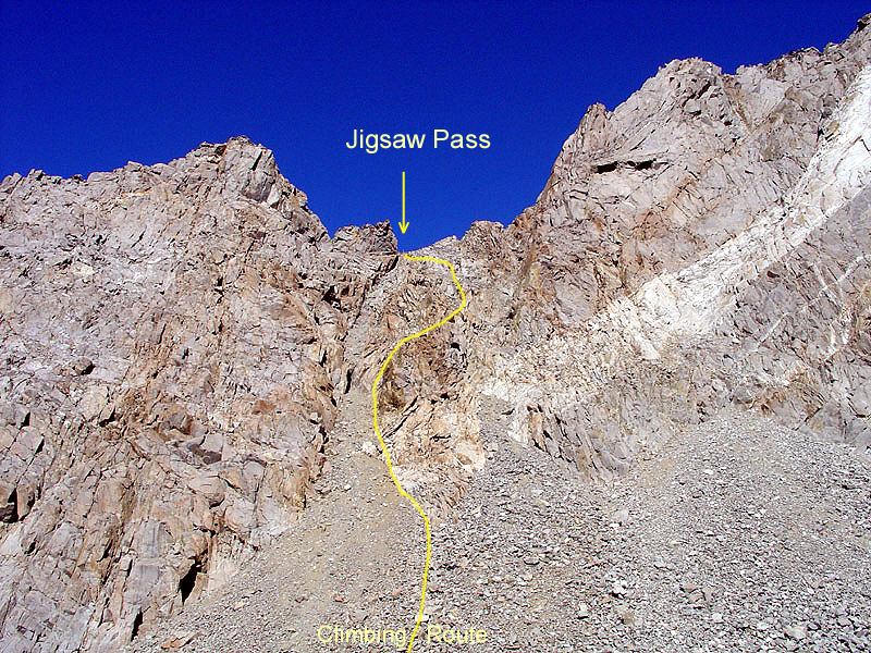 Columbine and Isosceles in Dusy Basin, climbed at the start of the trip. Photo by Reiner Stenzel